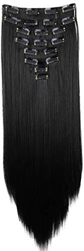 CAISHA XXL 50cm 8 Teile Set CLIP IN EXTENSIONS Nicole Haarverlängerung Haarteil Glatt Schwarz CES100
