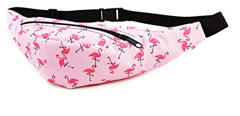 Modische Gürteltasche Sporttasche Bauchtasche mit Reissverschluss Hüfttasche verschiedenen Mustern Rosa Flamingo [021]