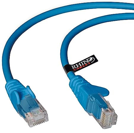 rhinocables CAT 5e High-Speed Ethernet Cable - Reliable LAN Network RJ45 Cable for Fast Internet & Data Transfer | Durable WiFi Broadband Cable for Gaming & Streaming, (25cm, Blue, Pack of 1)