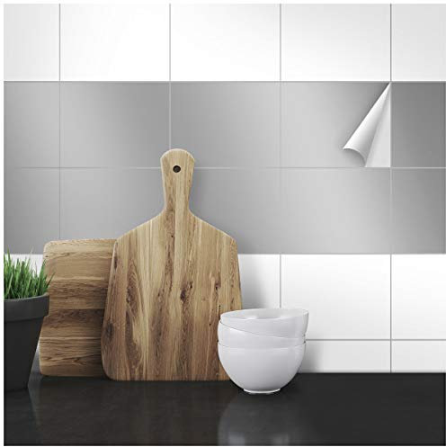 Wandkings Fliesenaufkleber 15 x 20 cm, 50 Stück - SILBER SEIDENMATT