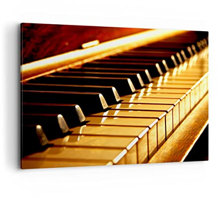Wandbilder Dekoration Wohnzimmer Klavier Musik Konzert Bilder auf Leinwand 120x80cm Leinwandbild Schlafzimmer Küche Deko Wand Kunstdruck Art Groß XXL Wanddeko Bild Wall Decor Canvas AA120x80-2200