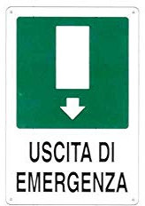 CARTELLO USCITA EMERGENZA GIU' 20x 30 ALLUMINIO [TARGOTIMBRI ]