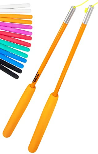 Juggle Dream SuperGlass Diabolo Handstäbe aus Fiberglasrohr und Diaboloschnur - mit Eva-Schaumgriff - in Profi-Qualität Jongliergeräte (Orange)