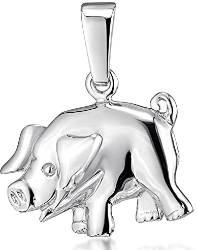 MATERIA Kettenanhänger Schwein 925 Silber Glücksbringer Rhodiniert für Damen und Kinder #KA-197