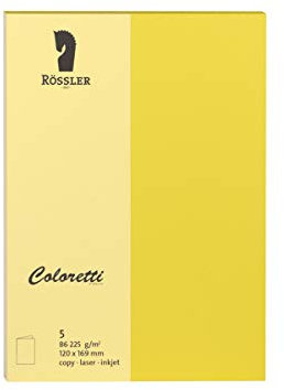 Rössler 220719543 - Coloretti Karten, 220 g/m², DIN B6 hd, goldgelb, 5 Stück