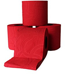 Designer Toilettenpapier 3 lagig ROT farbiges Toilettenpapier (12 Rollen)