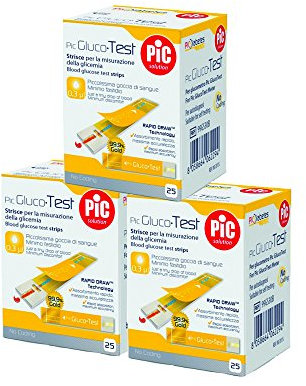 3 X PIC GLUCO TEST - 75 Strips for the control of glycaemia