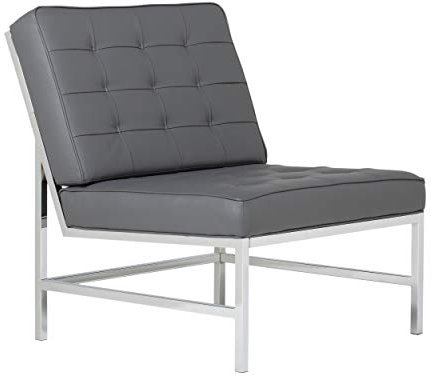 Studio Designs Home Moderner Ashlar Akzentstuhl Lounge Sessel für Wohnzimmer Schlafzimmer, Lederfaserstoff Grau, 72000