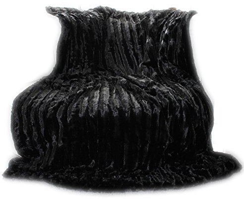 Brandsseller Doppelseitige Pelzimitatdecke Luxusqualität, Black