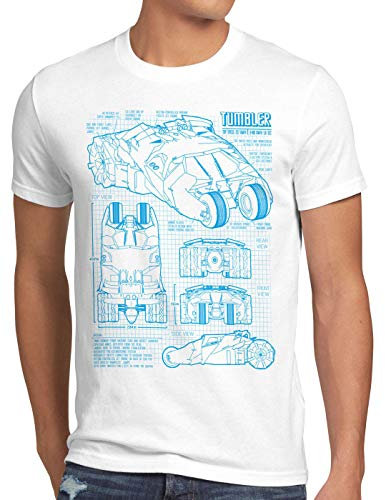 style3 Tumbler Herren T-Shirt Blaupause Gotham, Größe:L, Farbe:Weiß