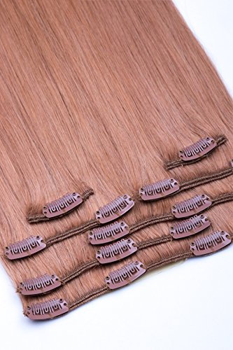Clip In Extensions Set 100% Echthaar 7 teilig 70g Haarverlängerung 45 cm Clip-In Hair Extension Nr. 27 Honigblond