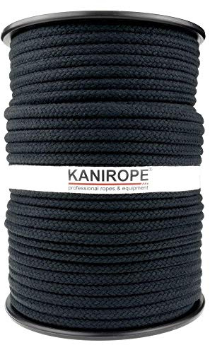 Kanirope® Corde Cordage en Coton COBRAID 9mm 100m tressée Noir