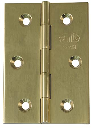 Amig - Lot de 2 charnières fixes en laiton sans bords | 50 x 40 mm | Modèle 1002 | Finition polie vernis | Canto carré | Profil laminé | Installation et utilisation faciles | Bricolage