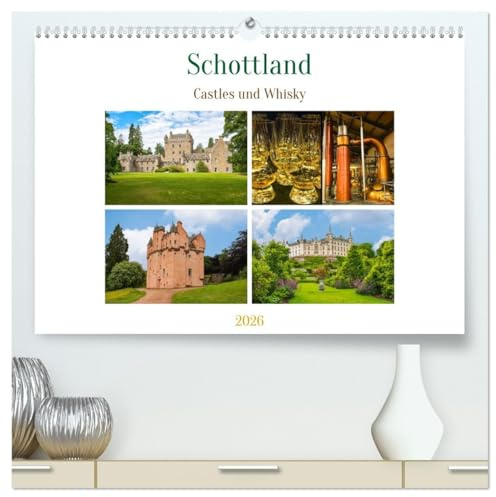 Schottland - Castles und Whisky (hochwertiger Premium Wandkalender 2026 DIN A2 quer), Kunstdruck in Hochglanz: Zeugen der Vergangenheit und Wasser des Lebens. (CALVENDO Orte)
