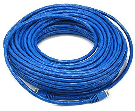 Monoprice Cat6 Ethernet Patch Cable - 75 Feet - Blue | Network Internet Cord - RJ45, Stranded, 550Mhz, UTP, Pure Bare Copper Wire, 24AWG