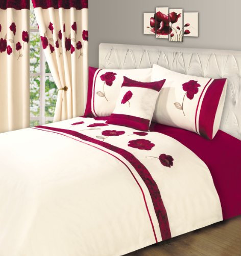 Intimates Royal Red Velvet Rose Amelia Double Bed Duvet/Quilt Cover Bedding Set