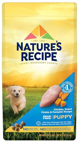 Nature's Recipe Grain Free Puppy Dry Dog Food, Chicken, Sweet Potato & Pumpkin Recipe, 4 lb. Bag