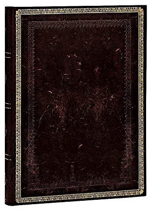 Paperblanks PB3519-0- Faux Leder schwarzes Marokkoleder - Notizbuch Midi Liniert, Midi (180 x 130)