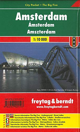 Amsterdam, Stadtplan 1:10.000, City Pocket + The Big Five: Touristische Informationen The Big Five, U-Bahn, Straßenverzeichnis (freytag & berndt Stadtpläne)