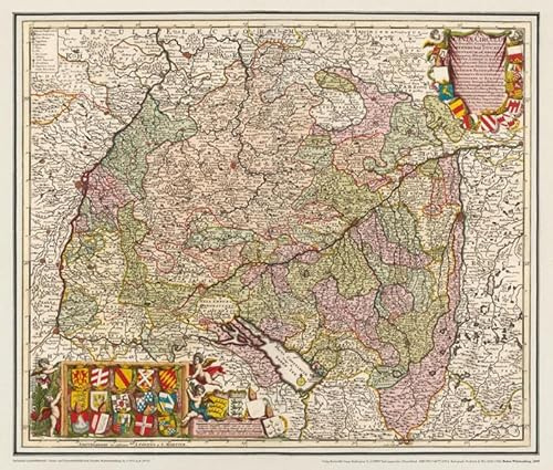 Historische Karte: Baden-Württemberg 1689: – gerollt –