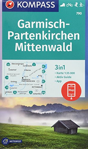 KOMPASS Wanderkarte Garmisch-Partenkirchen, Mittenwald: 3in1 Wanderkarte 1:35000 mit Aktiv Guide inklusive Karte zur offline Verwendung in der ... Langlaufen. (KOMPASS-Wanderkarten, Band 790)