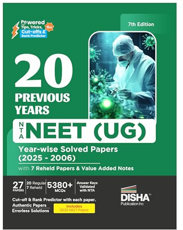 Disha 20 Previous Years NTA NEET (UG) Year-wise Solved Papers (2025 - 2006) with 7 Reheld Papers & Value Added Notes 7th Edition | NEET PYQs Question Bank 2026