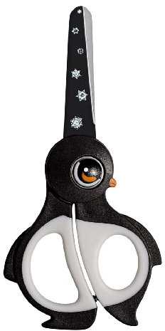 Wedo 736003 Kinderschere Bastelschere, Ekky (aus rostfreiem Edelstahl abgerundete Spitzen weiche Griffeinlagen, 13 cm) schwarz/weiß