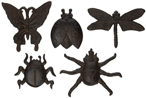 Esschert Design Wanddekoration Gartenfigur, Skulptur Motiv Insekten aus Gusseisen, 1 Stück, Sortiert, ca. 11 cm x 2,1 cm x 11 cm