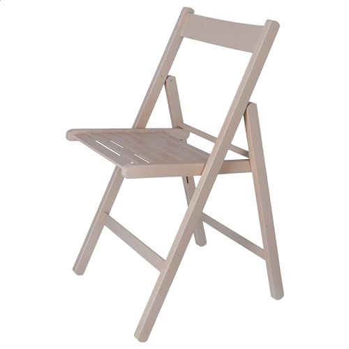 Aranaz | Silla Plegable | Diseño Moderno | Sillas Plegables y Ligeras para Exterior, Jardín o Terraza | Sillón con Reposabrazos y Respaldo | Asiento de Playa | Madera de Haya | Blanca | 43 x 47 x 79cm