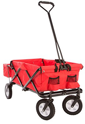Ultrasport faltbarer Wagen, Bollerwagen, Picknickwagen, Handkarre mit Transporthülle, Rot