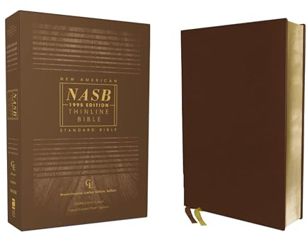 NASB, Thinline Bible, Genuine Leather, Buffalo, Brown, Red Letter, 1995 Text, Comfort Print