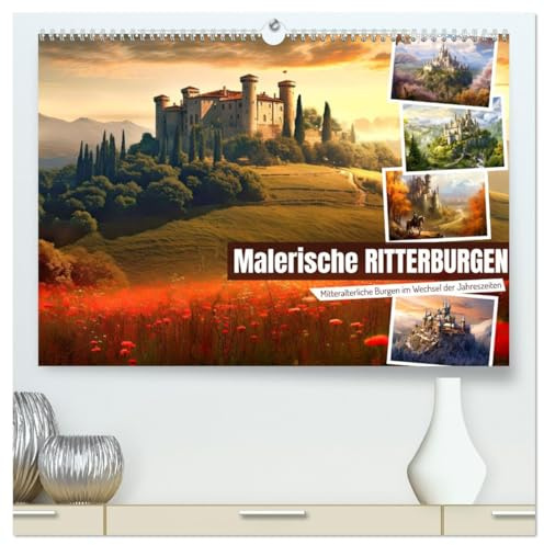 Malerische Ritterburgen (hochwertiger Premium Wandkalender 2026 DIN A2 quer), Kunstdruck in Hochglanz: Mitteralterliche Burgen im Wechsel der Jahreszeiten (CALVENDO Orte)