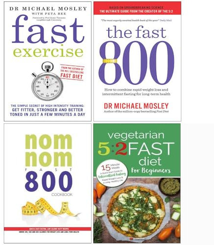 Ejercicio rápido, fast 800, libro de cocina nom nom fast 800, dieta rápida para principiantes, conjunto de colección de 4 libros