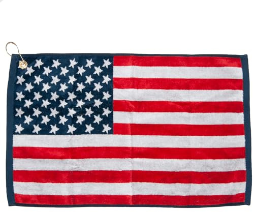 USA American Flag Stars and Stripes Jacquard Golf Towel 16 x 24