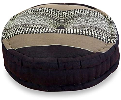 livasia Meditationskissen - Ø 38x15cm - Yogakissen mit Kapokfüllung, Pouf, Bodenkissen rund für Yoga und Zen Meditation, Zafukissen für Garten und Balkon, Sitzkissen handgemacht (Braun)