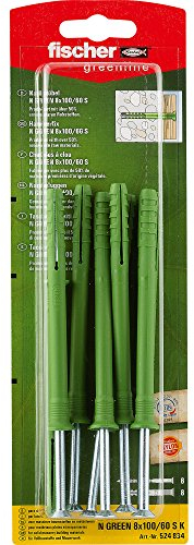 Fischer Nageldübel N Green 8x100/60 S K, 8 x Nagelschraube 5 x 105 Z, vormontiert, 524834