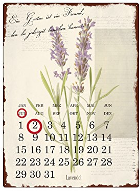 Interluxe WANDKALENDER Blechschild Kalender EIN Garten IST EIN Freund Gartenhaus Shabby Vintage Geschenk Dekoration Haus Wohnung