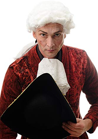 WIG ME UP - DH1126-P60 Barocke Herren Perücke Edelmann Lord Richter Hofkomponist Dichter weiß lockig Langer Zopf