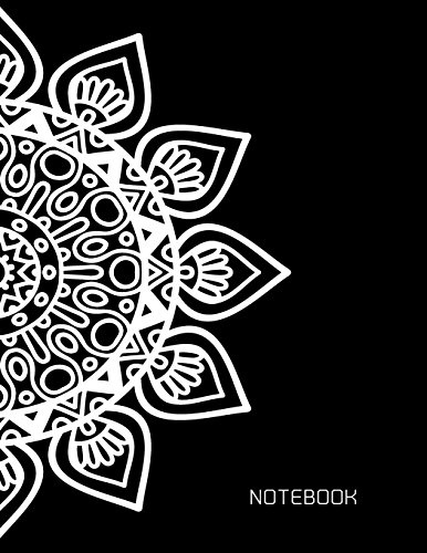 Notebook: Big Mandala Flower On Black Cover Notebook Journal Diary, 110 Dashed lines pages, 8.5 x 11 , Date on top (mandala notebook cover3, Band 7)