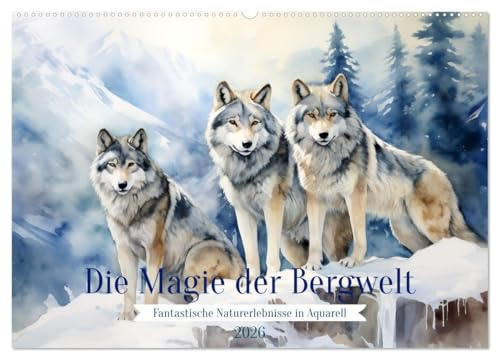 Die Magie der Bergwelt (Wandkalender 2026 DIN A2 quer), CALVENDO Monatskalender: Fantastische Naturerlebnisse in Aquarell (CALVENDO Natur)