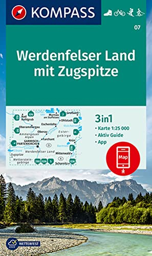 KOMPASS Wanderkarte 07 Werdenfelser Land mit Zugspitze 1:25.000: 3in1 Wanderkarte mit Aktiv Guide inklusive Karte zur offline Verwendung in der KOMPASS-App. Fahrradfahren. Langlaufen.