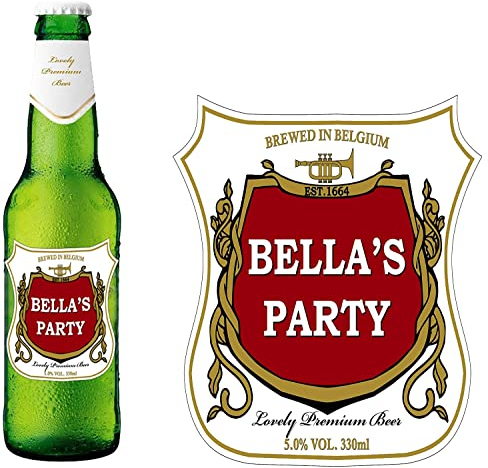 Party People 4 PACK OF PERSONALISED BEER BOTTLE LABELS (TYPE 1) - ANY NAME & MESSAGE
