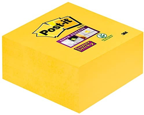 Post-it Super Sticky Notes Würfel, 350 Blatt, 76 mm x 76 mm, Gelb | Selbstklebende Haftnotizen mit Stärkerer Haftung, Klebezettel für Bürobedarf, Erinnerungen & To-Do-Listen; Repositionierbar
