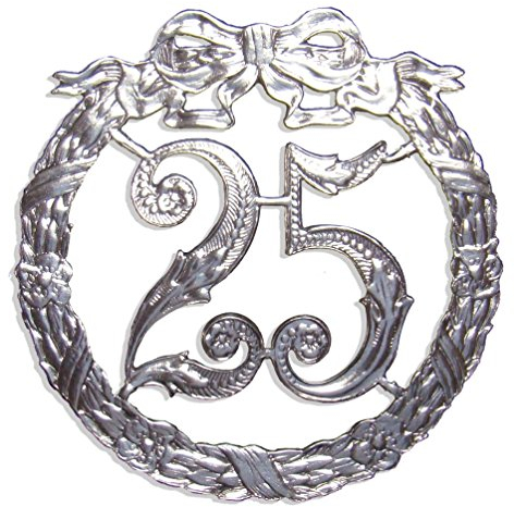 Jubiläumszahl 25, Ø 13 cm, Silber, Jubiläumskranz
