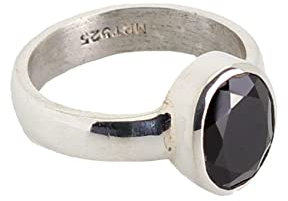 Budawi schwarzer Spinell Edelstein Ring 925er Silberring facettiert Größe 58