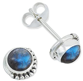 Ohrstecker 925 Silber Labradorit grün blauer Stein Edelstein Ohrringe echt Silber Damen Sterling Silber Stecker Geschenk(MOS-028-05)