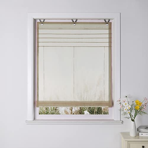 Yujiao Mao Uni Raffrollo Ösenrollo Kessy Biese transparent Voile Rollos 1er-Pack B*H 80 * 140cm Hellbraun