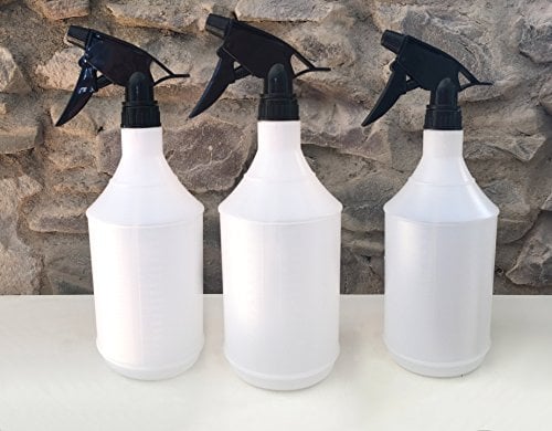 ASC - 3pcs 1L Spray Bottles - With Adjustable Nozzle, Frost Resistant Material & Measurement Marking - Perfect for Cleaning, Gardening, Water & Liquids - 1000ml / 1 Litre - Translucent Bottle, White