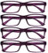 OPULIZE PEP Lesebrille für Damen und Herren - 4er Pack - Große Rechteckige Brille - Komfortable Federscharniere - Kratzfest - Durchsichtig Lila +2.50