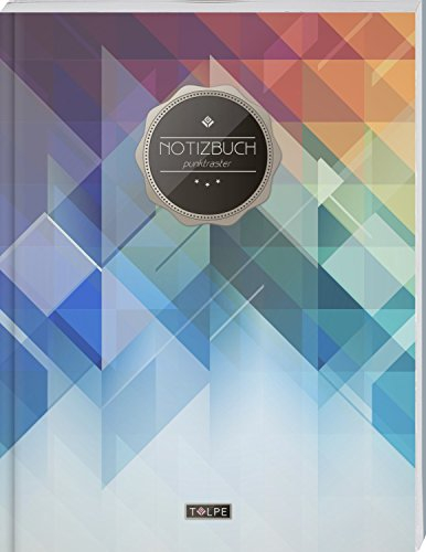 TULPE Punktraster Notizbuch A4 „C030 Polygon“ (140+ Seiten, Vintage Softcover, Punktkariertes Papier - Bullet Journal, Dickes Notizheft, Skizzenbuch, Tagebuch, Gepunktete Seiten, Dot Grid Notebook)